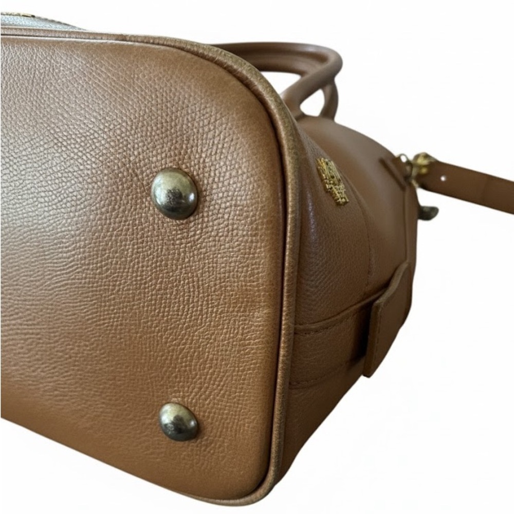MCM Ella Boston Bag Cognac Visetos Monogram Satchel Crossbody - Picture 6 of 8